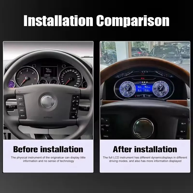 

12.3‘’ For Volkswagen Touareg 2003-2010 Speedometer Virtual Screen Panel Digital Dashboard Odometer Instrument Cluster Cockpit