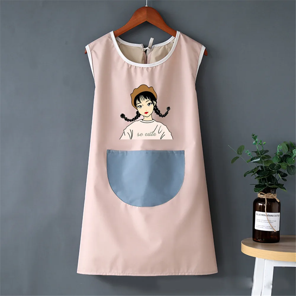 New Style Unisex Cooking Apron Household Cartoon Apron Chef Waiter Barbecue Hairdresser Adult Pocket Apron Kitchen Supplies