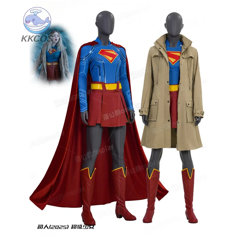 

Костюм для косплея Supergirl, униформа на Хэллоуин, карнавал, вечеринку, Рождество, ролевое пальто, обувь, одежда KKCos