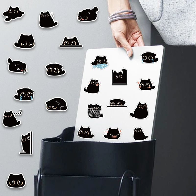 50/100pcs Cartoon Black Cats Stickers Cute Kawaii Graffiti Decals For Kids Laptop Luggage Skateboard Water Bottle Phone Sticker