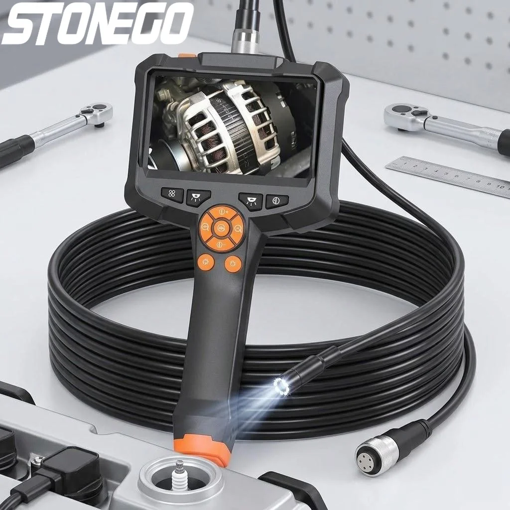 1080P Endoscope Camera with 4.3 Inch IPS Screen Waterproof 1m 5m 10m Cable 2000mAh Battery for Automotive Home Inspection
