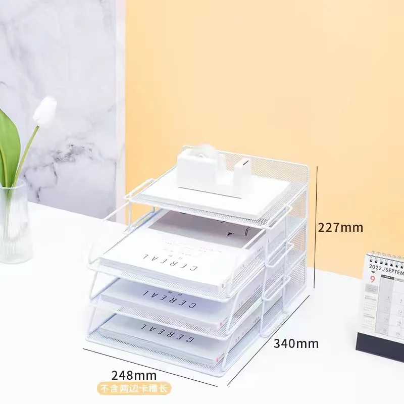 Office A4 Paper Desk Organizer Document File Letter Book Brochure Filling Tray Rack Shelf Carrier Metal Wire Mesh Storage Holder