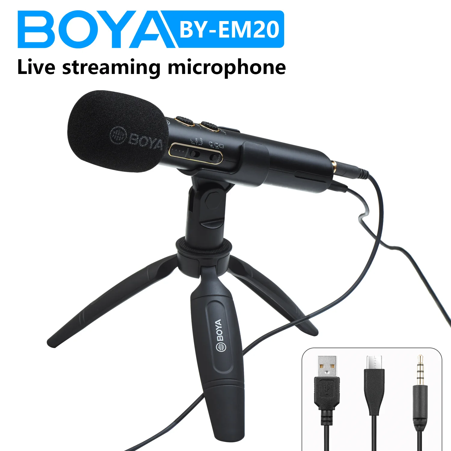 

BOYA BY-EM20 Live Streaming Microphone condenser cardioid microphone Handheld microphone low noise for Android laptops computers