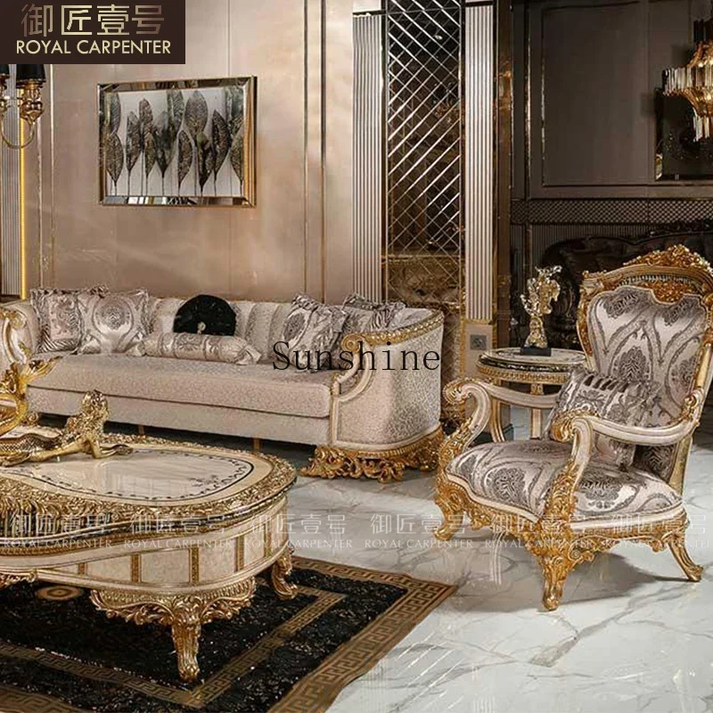 European fabric size villa living room furniture custom luxury solid wood sofaYY