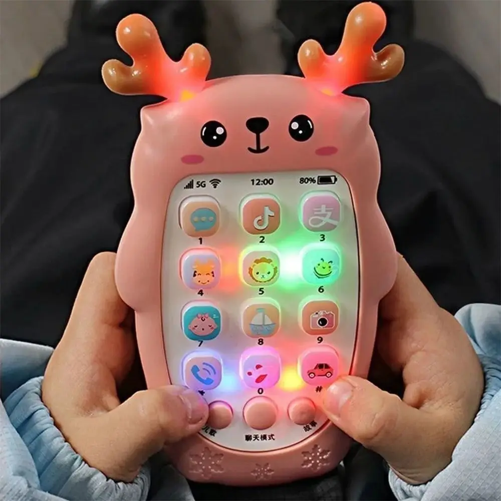 Cartoon Music Sound Baby Phone Toy with Teether Deer/Giraffe Style Telephone Sleeping Toys Early Educational Toy Gifts