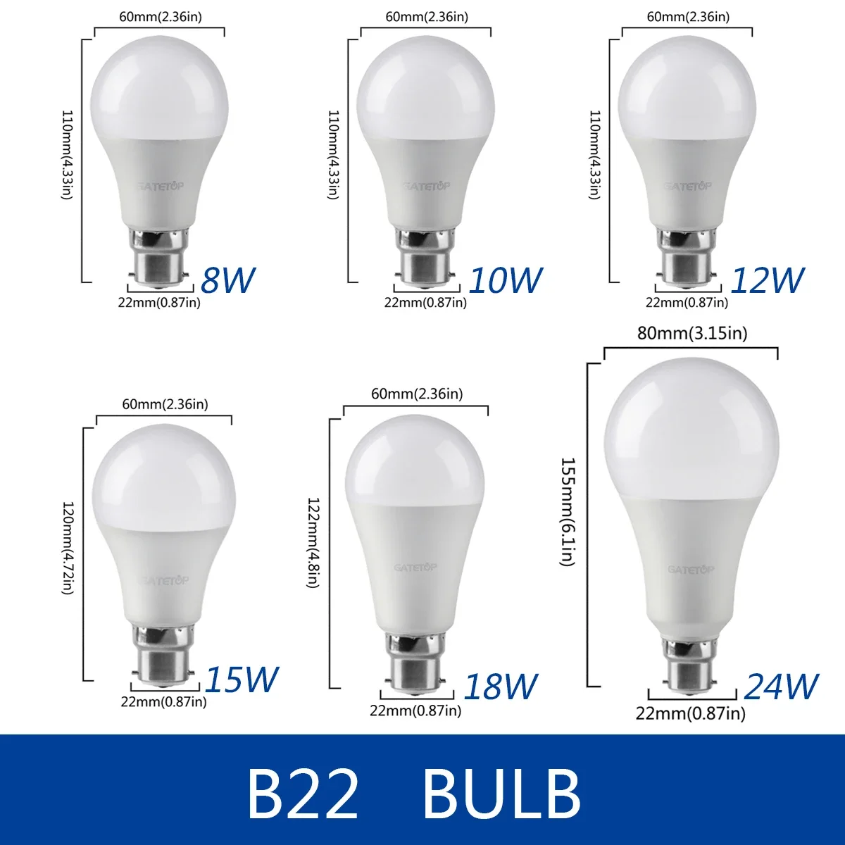 Imagem -04 - Lâmpadas Led de Ângulo de Feixe de Alto Brilho para Sala de Estar ac 220v Smd2835 E27 B22 8w 10w 12w 15w 24w Pcs