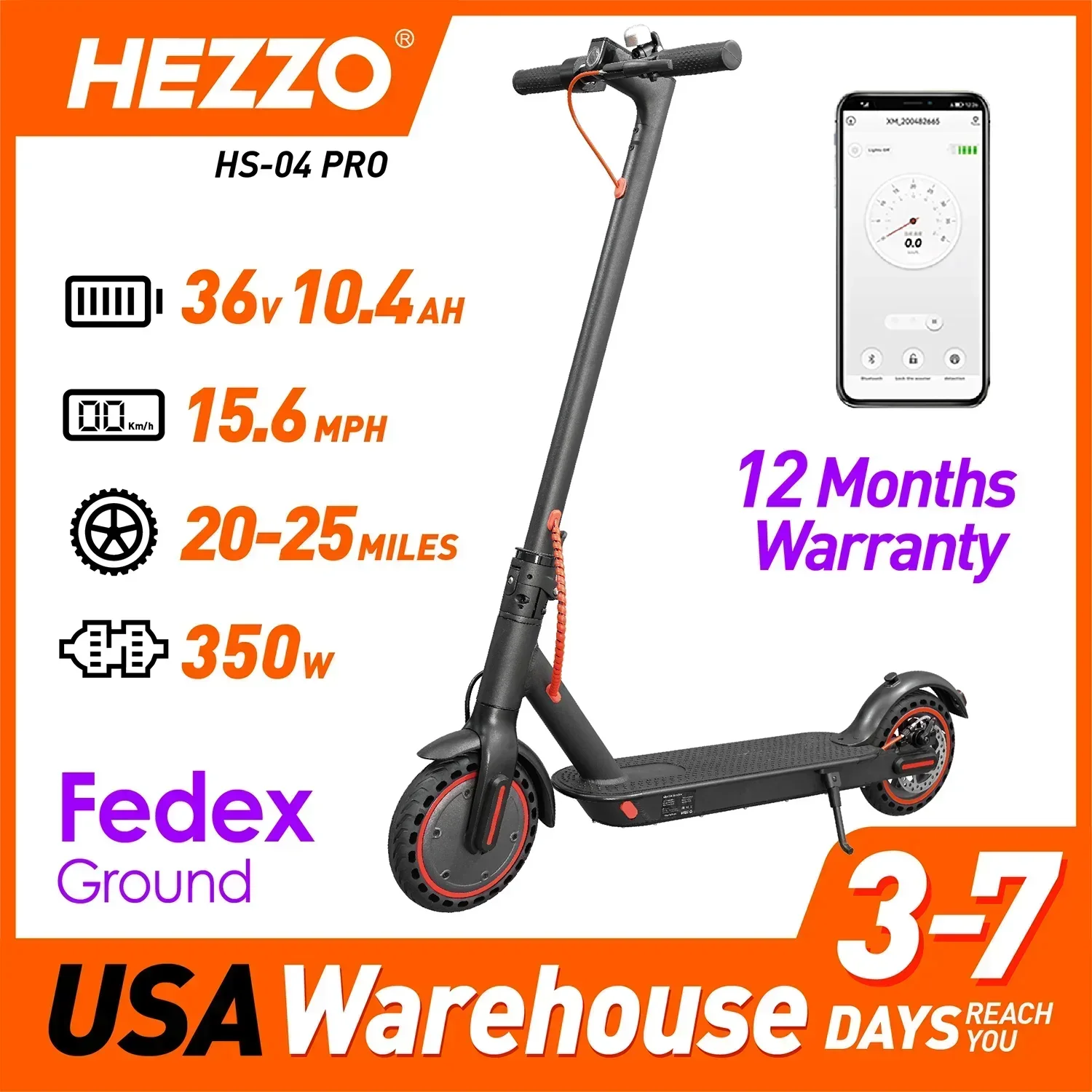 European And American Stock  HEZZO 500W Motor 36v15ah Battery Electric Scooter Mobile Phone APP Controlled Flding E- Scooter