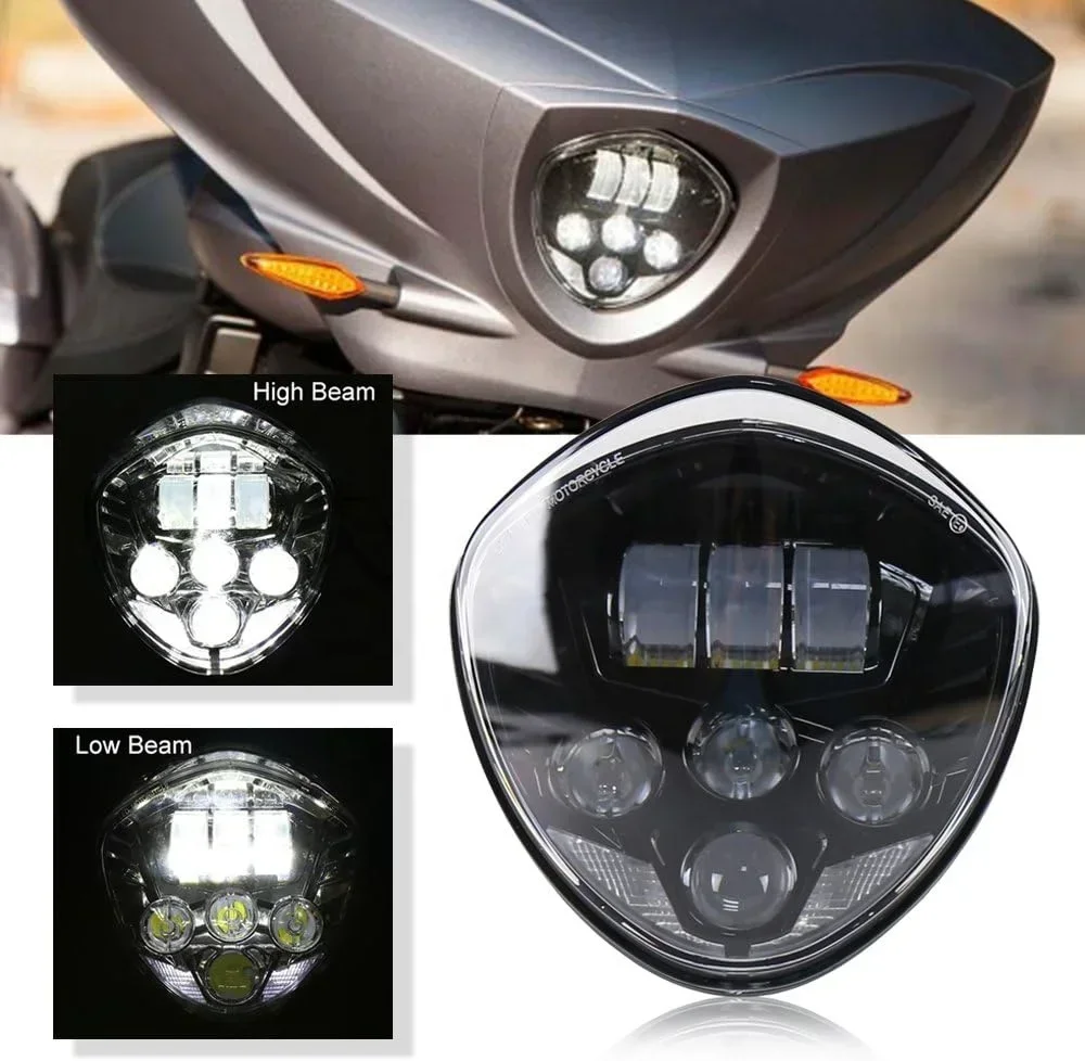 OVVS Motorcycle Parts Front Projector Headlamp With High Low Beam LED Motorcycle Headlight For Victory Cross Country