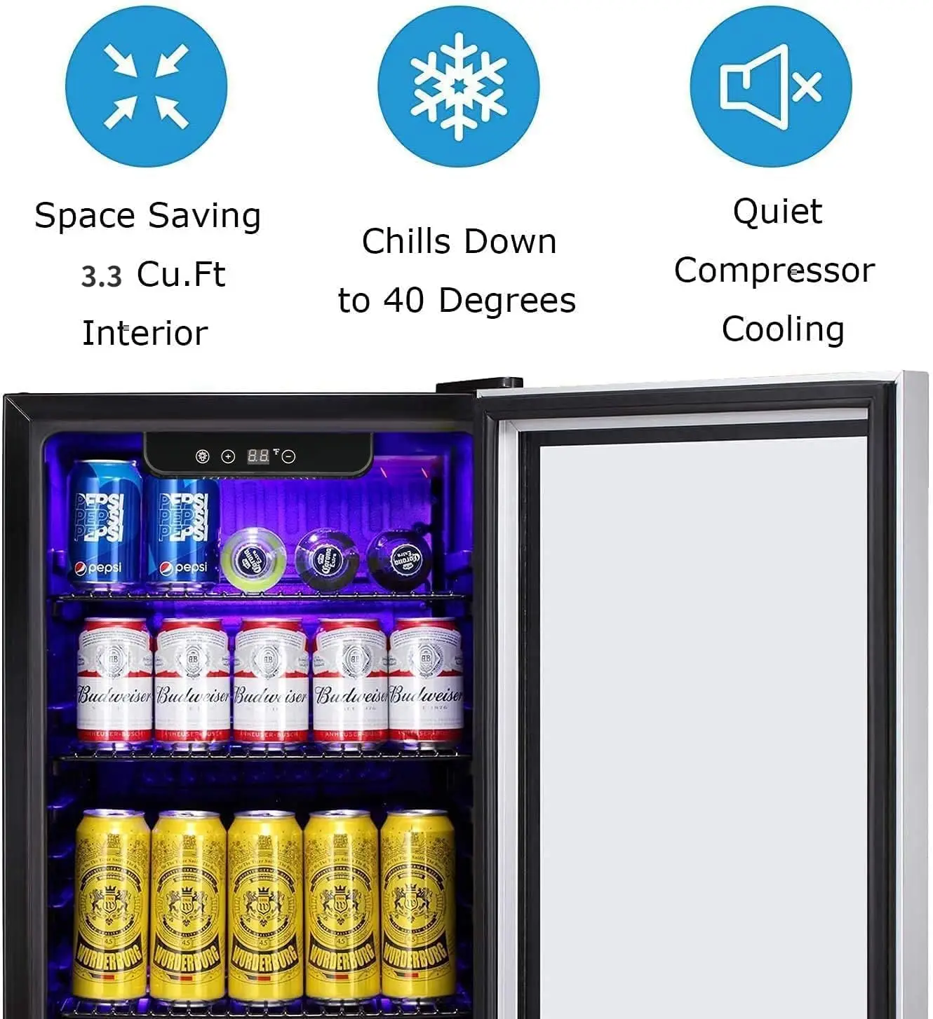 Beverage Refrigerator -125 Can Mini Fridge for Soda Beer or Wine, Small Drink Dispenser, for Office or Bar