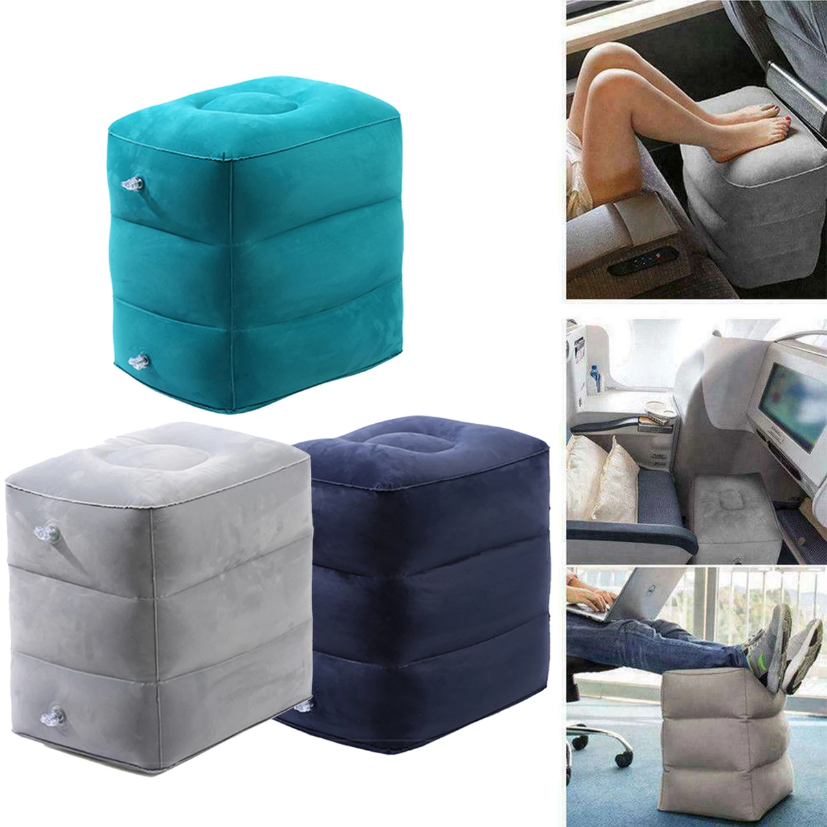 Inflatable footrest, three-layer adjustable stool, air cushion, airplane, high-speed rail, office, foot step