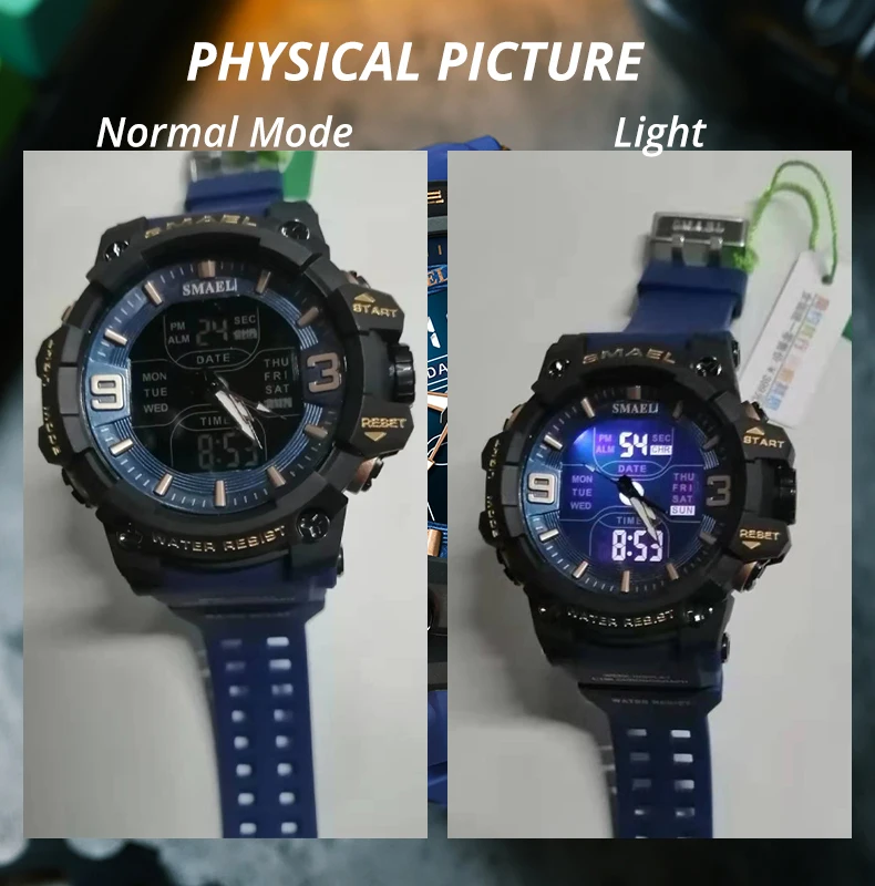 SMAEL 8049 Watch Sport LED Light Alarm Clock Dual Time Display WaterproofWeek Auto Date Wristwatches Quartz S3f81efd228b04e31b7e3d0c33ff1ef692