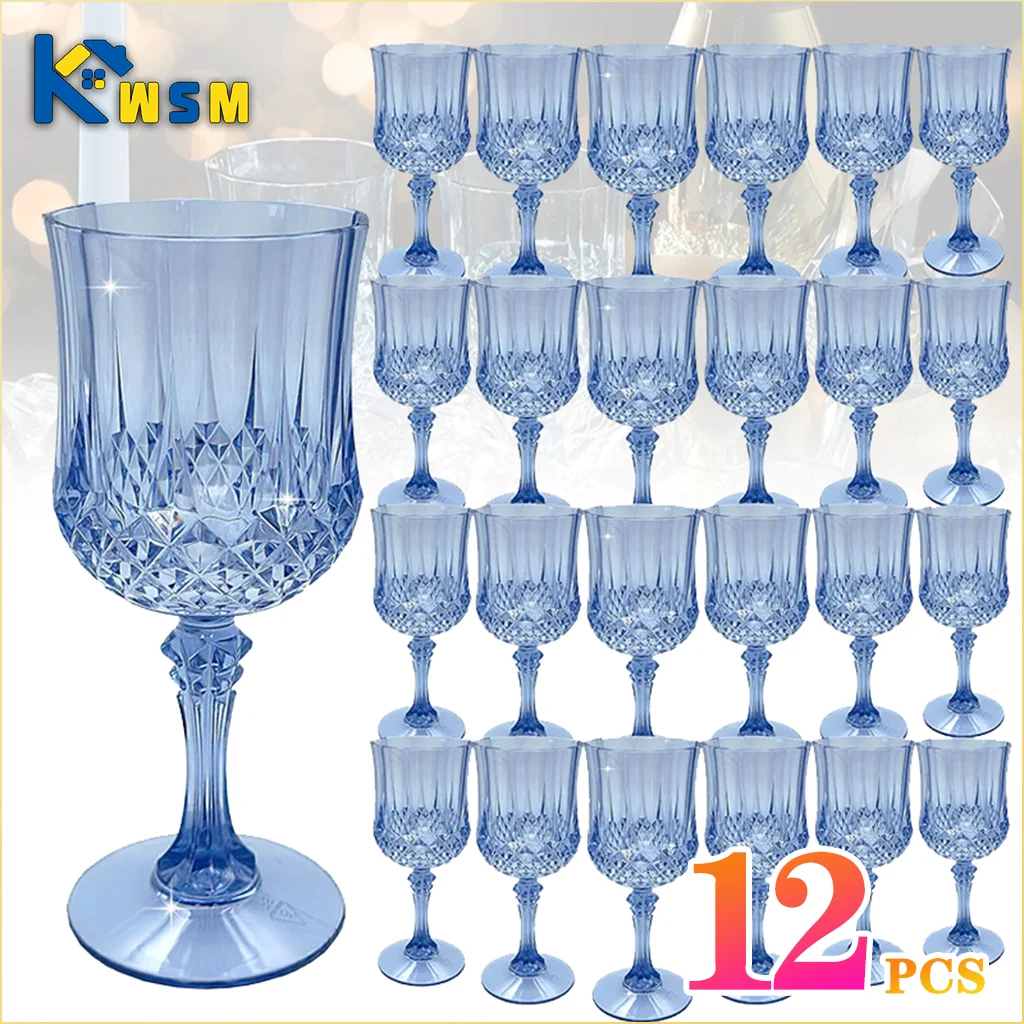 

12PCS Plastic Champagne Flutes Shatterproof Tall Wine Glasses Reusable Drinkware for Wedding Party Outdoor Picnic Use