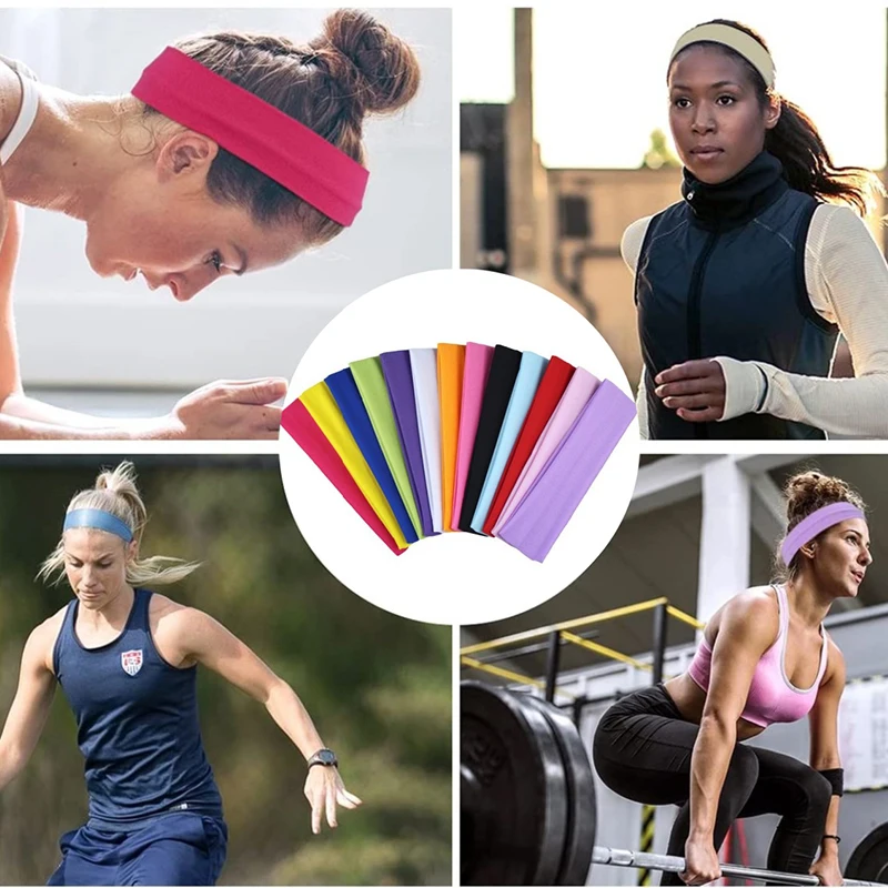 Wholesale Sports Yoga Headbands For Women Summer Absorbing Sweat Hairband Candy Color Elastic Hair Bands Girls Hair Accessories