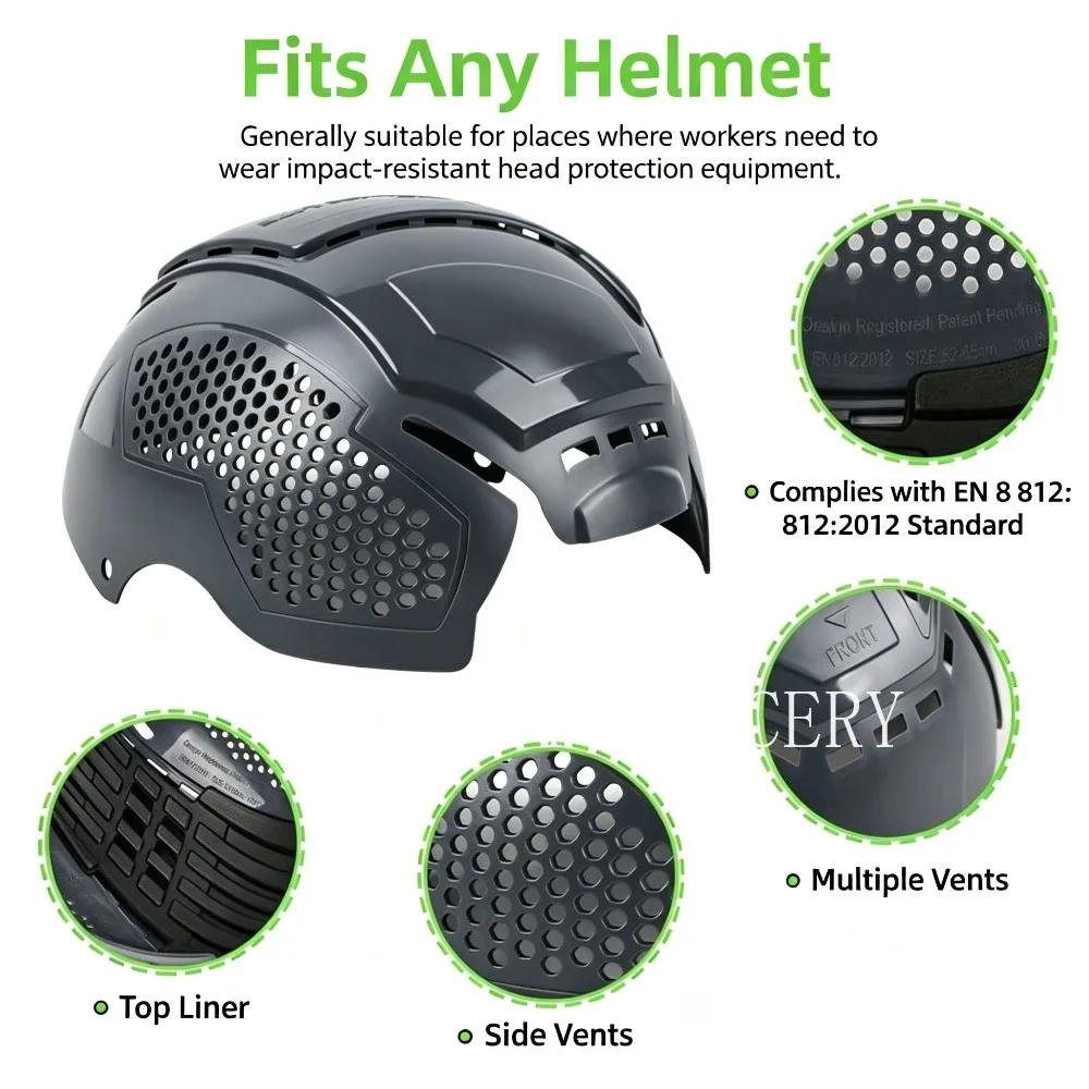 Breathable Anti-Impact ABS Cap Insert Hard Hat Liner EN812 CE ANSI Certified Safety Inner Shell Baseball Cap Industrial Work