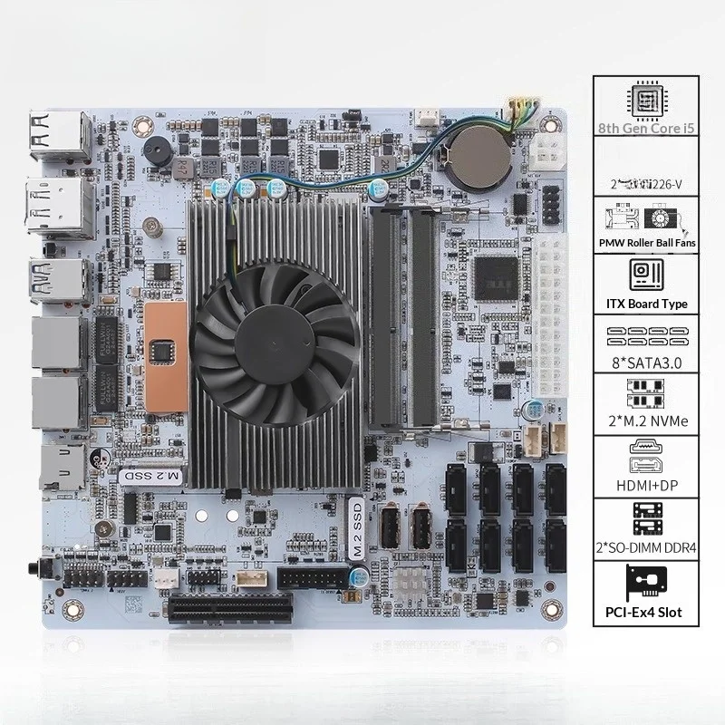 AvaCoreOriginal i5-8265U DDR4 adaptable to Synology, Flying Bull unraid 8-bit ITX NAS main board
