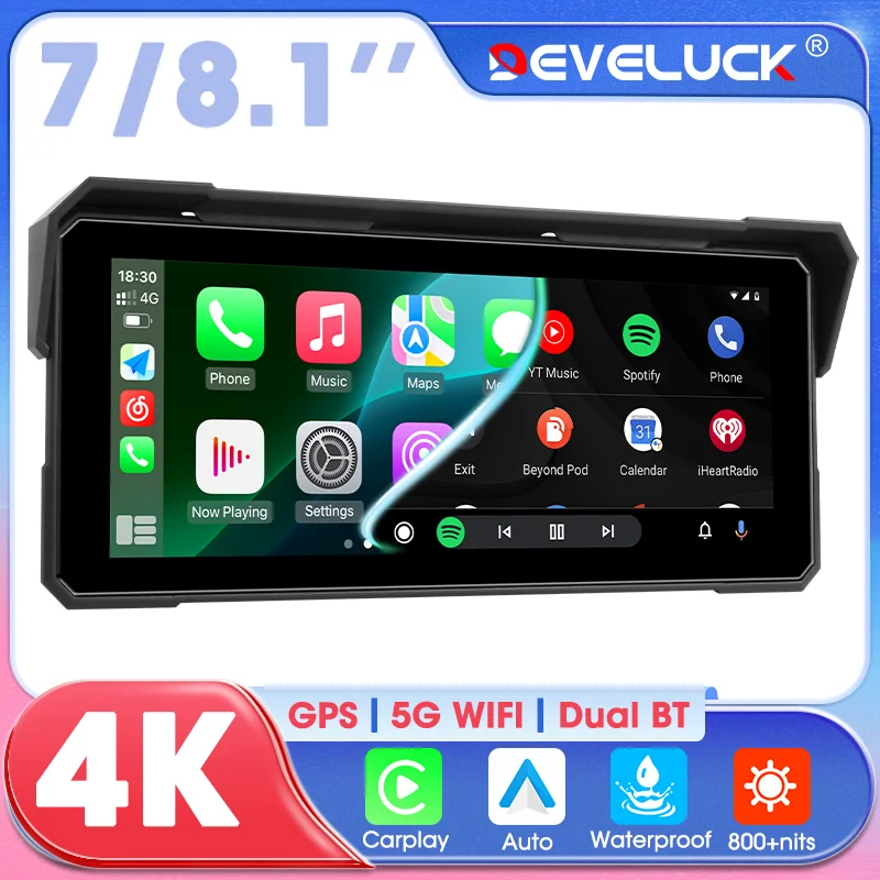 

7/8.1 inch Motorcycles Navigation CarPlay Android Auto GPS for Moto Screen IPX7 Waterproof Dual Bluetooth Motobike Accessories
