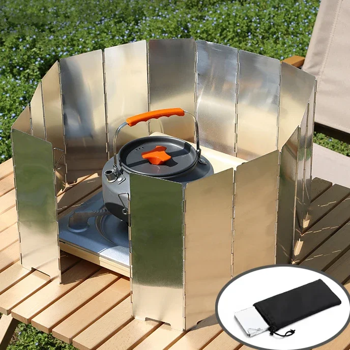 

9/10/12 Plates Camping Stove Windscreen Folding Outdoor Stoves Windscreens Lightweight Windshield Heat Shield Stoves Picnic Tool