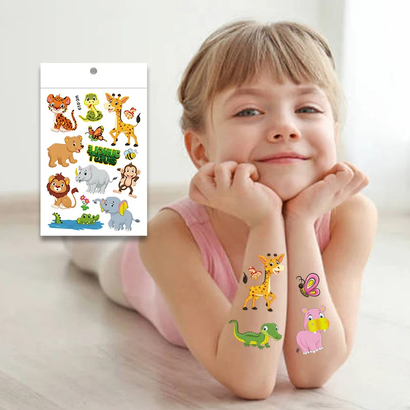 Animal Tattoos Sticker Forest Safari Birthday Party Jungle Theme Decor Wild Children Birthday Decoration