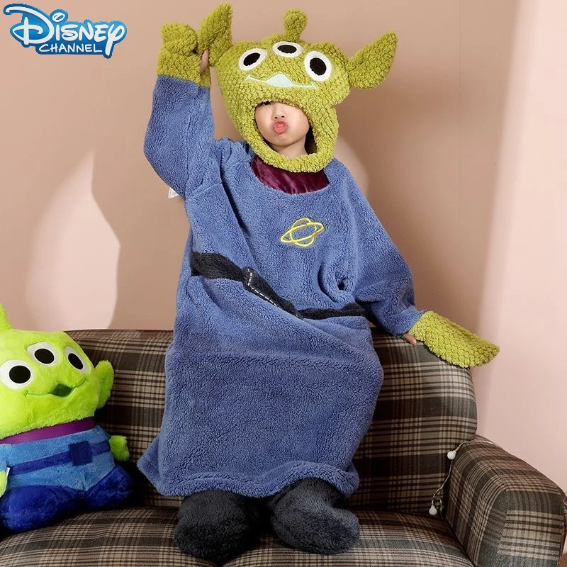 

Пижамы с капюшоном Disney Alien Kawaii, аниме, вышитые аксессуары с мультяшным принтом, брюки с длинными рукавами, женская домашняя одежда для сна, подарки
