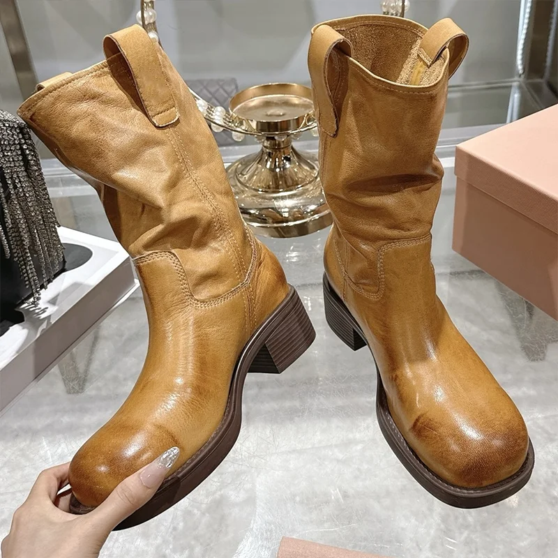 

Top quality Double ear high heeled women's mid length boots for spring/autumn fashion show, new style 25101054