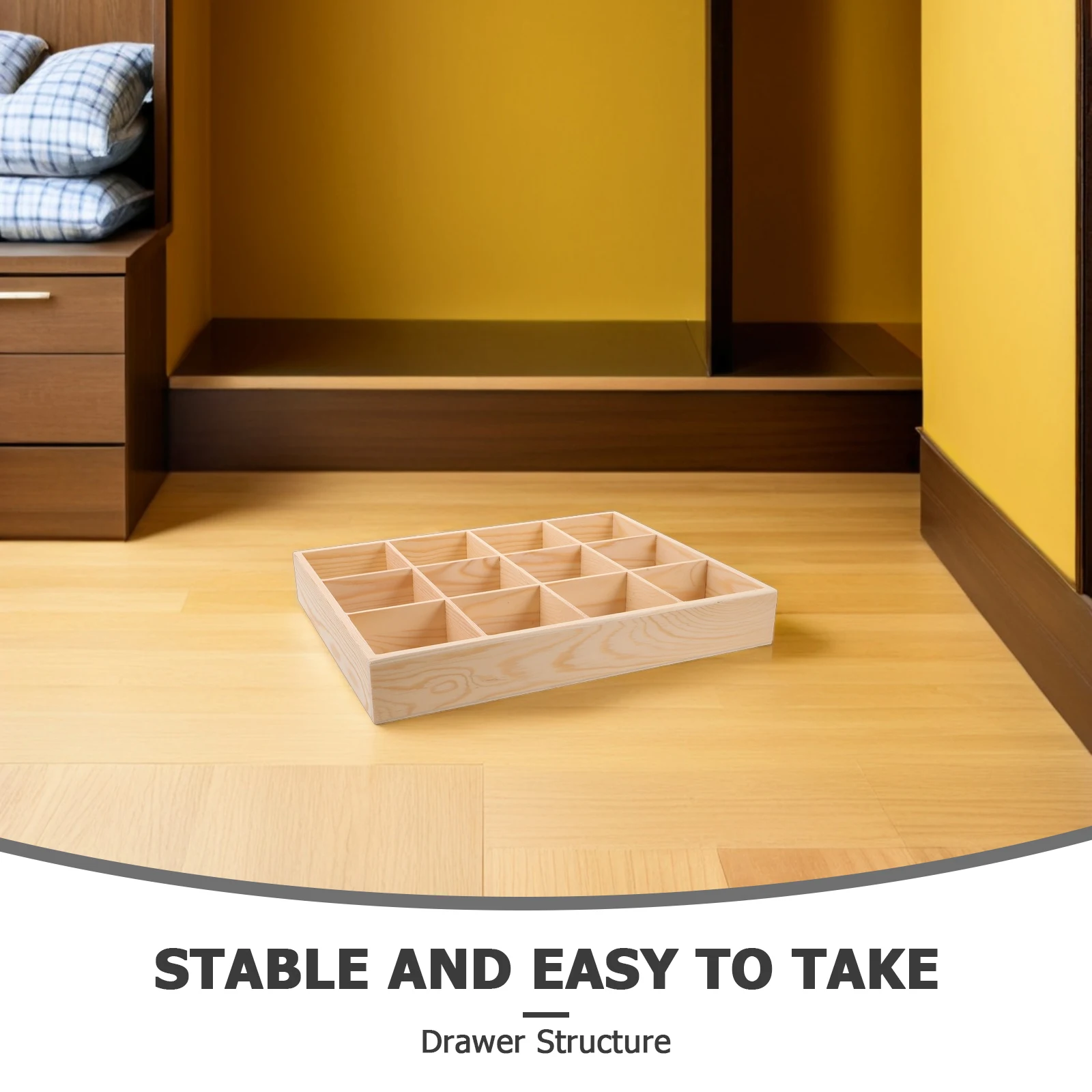 Multi-Compartment Wooden Drawer Organizer Box For Socks Underwear Accessories Closet Dresser Wardrobe Storage Bin Divider