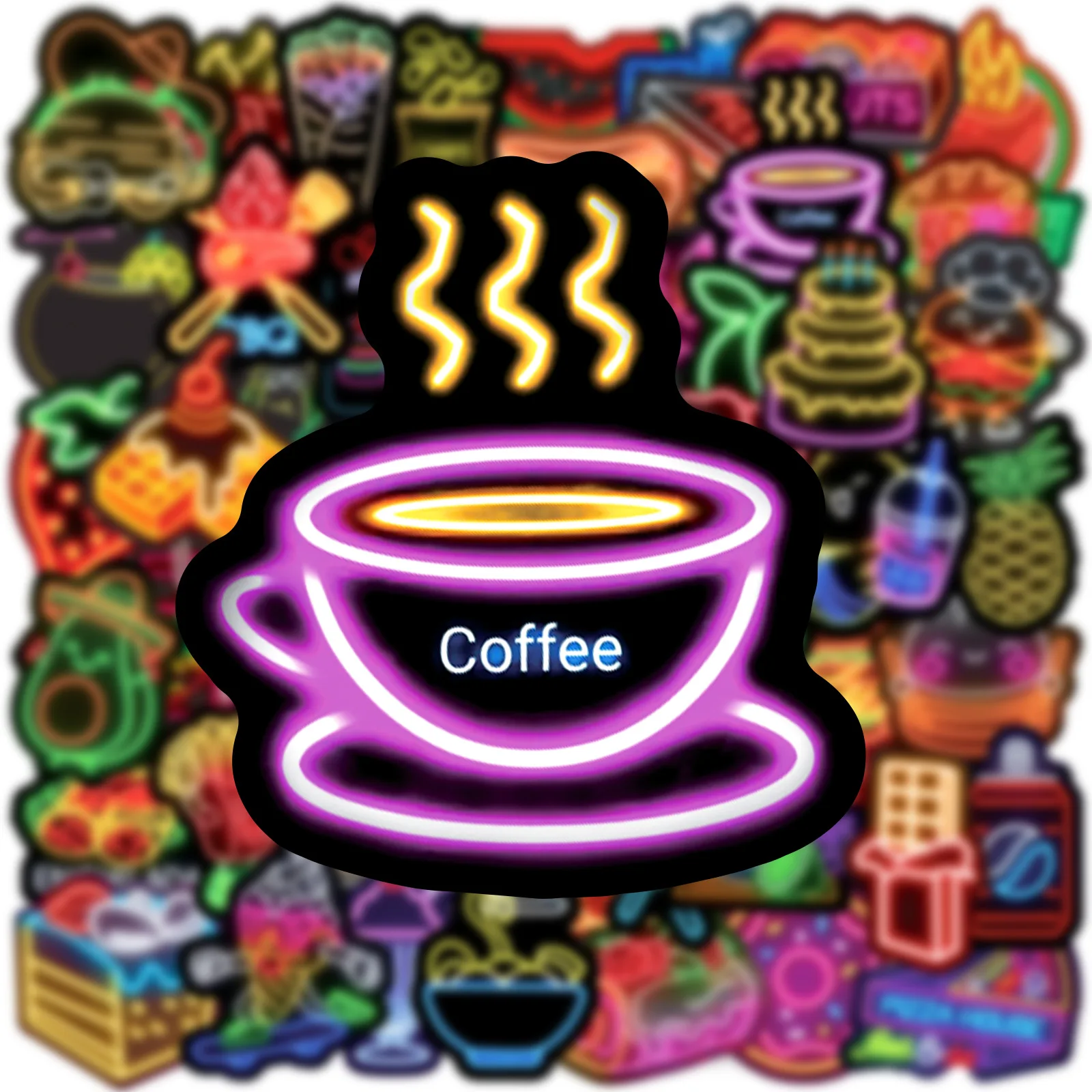 10/30/50 Stuks Neon Stijl Voedsel Stickers Grappige Kinderen Speelgoed Diy Snacks Graffiti Waterdichte Sticker Laptop Telefoon gitaar Auto Fiets Cartoon