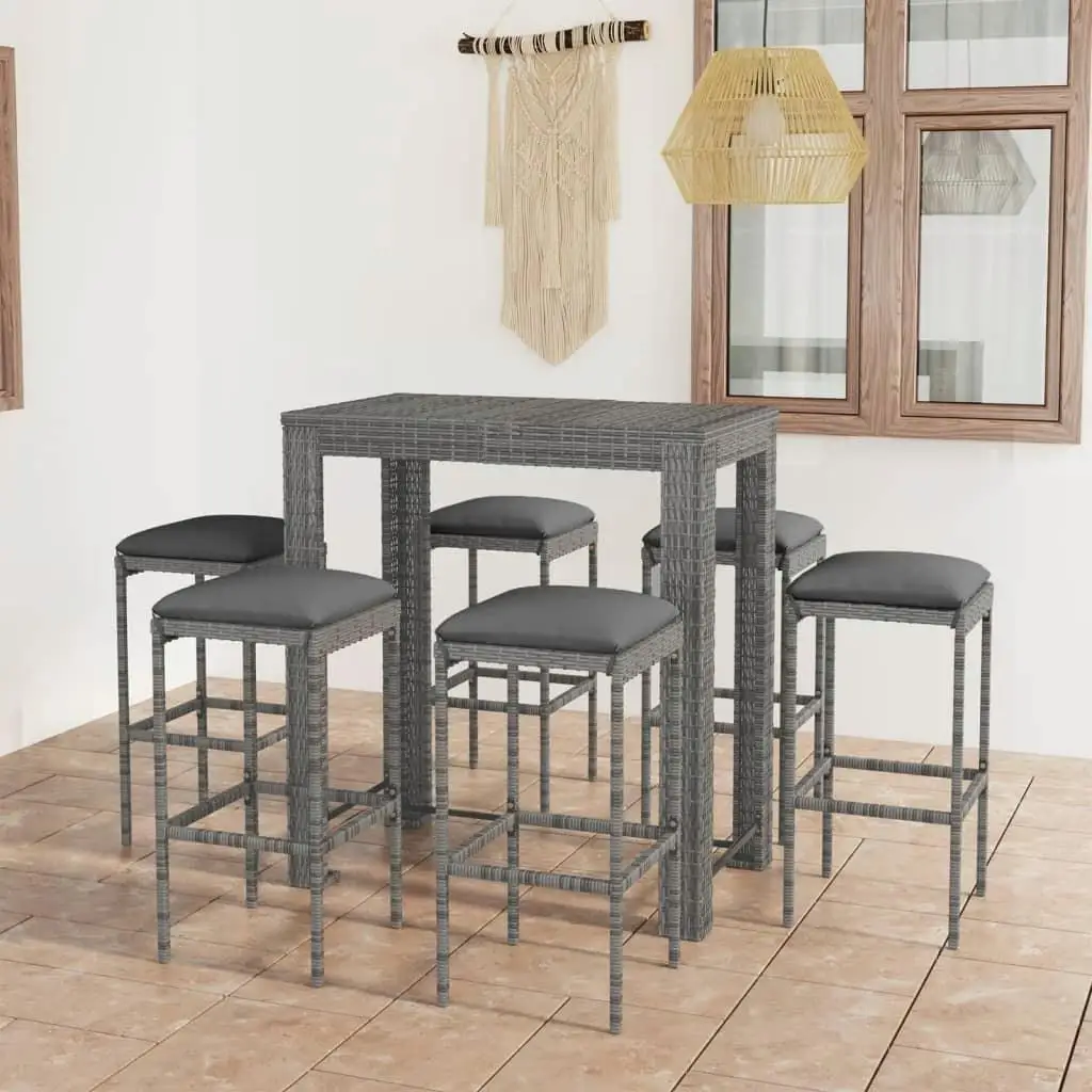 

Stylish Grey Garden Bar Set Outdoor Furniture for Patio and Backyard Dining