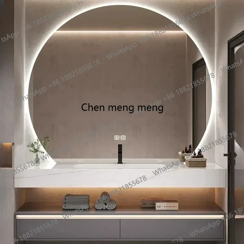 

R Modern Cream Style Bathroom Cabinets Vanity with Sink Wall-mounted Smart Mirror Cabinets Shelves Furniture Mueble Lavabo FYBC