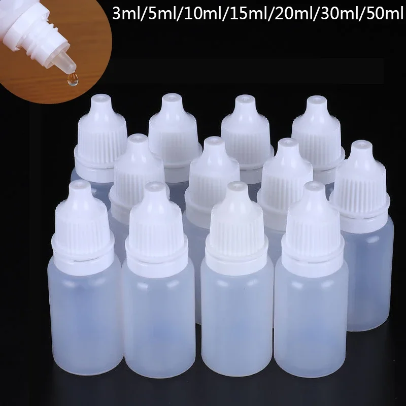 100 pz 3ML/5ML/10ML/15ML/20ML/30ML/50ML occhi all\'ingrosso contagocce liquido bottiglie riutilizzabili plastica vuota comprimibile vernice da viaggio