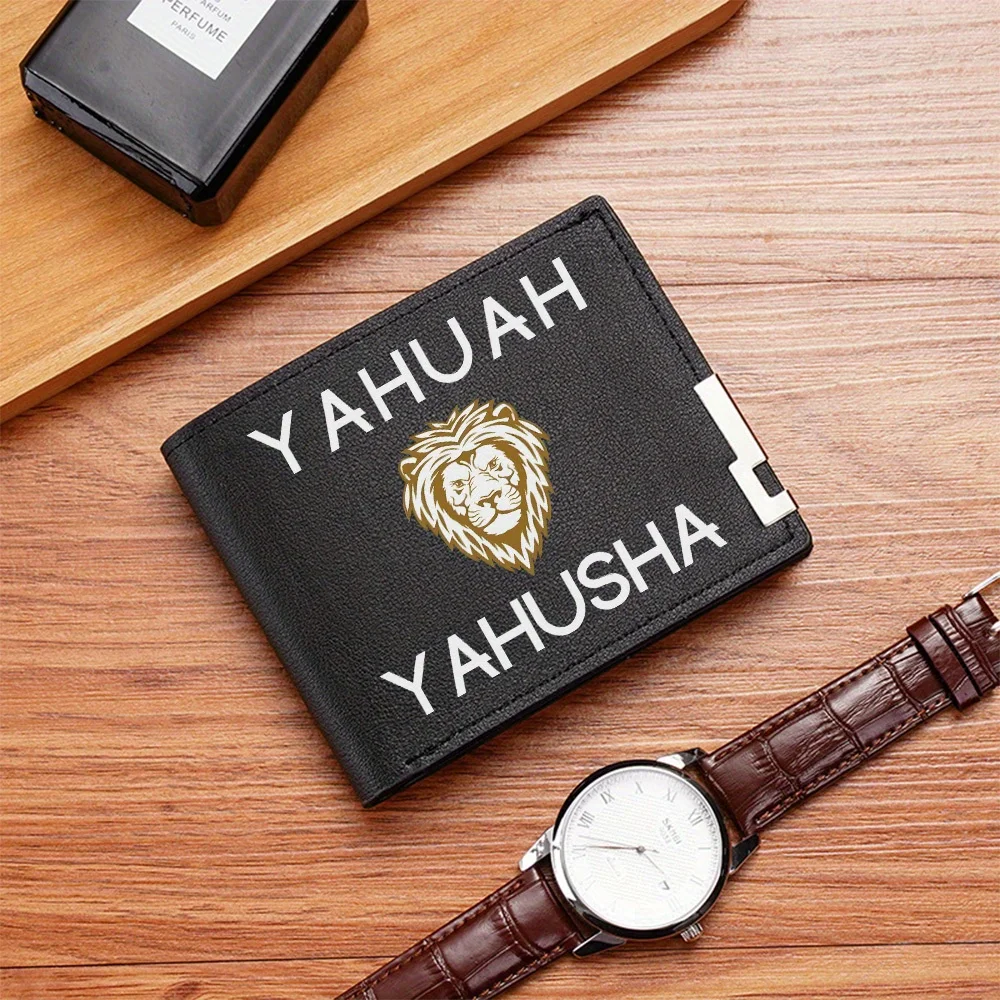 Lion face text design logo art Men's Wallet Printing Design Simple Modern Stylish Business Father's Boyfriend's Christmas Lover'