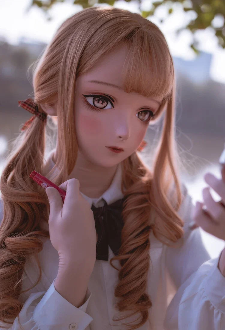 (LiLi Mask-131) Sweet Girl BJD Resin Head Mask Custom Cosplay Japan Anime Silicone Kigurumi Mask Cross Dressing Lolita Doll