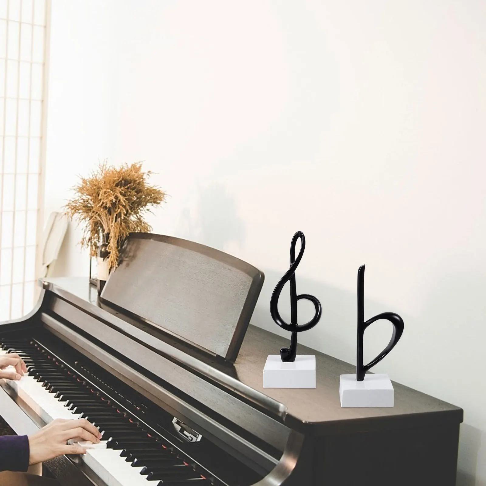 

2 Pcs Gift Piano Ornaments Music Figurine Desk Notes Musical Instrument Black Desktop
