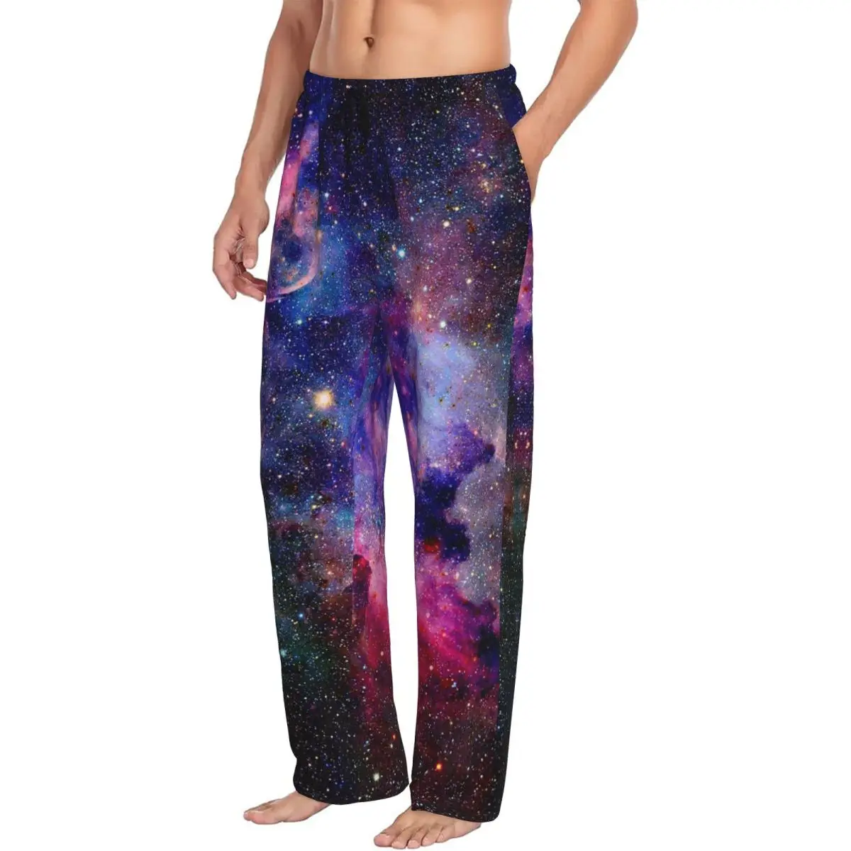 Custom Planet Earth Pajama Pants Men Sleepwear Sleep Lounge Bottoms with Pockets