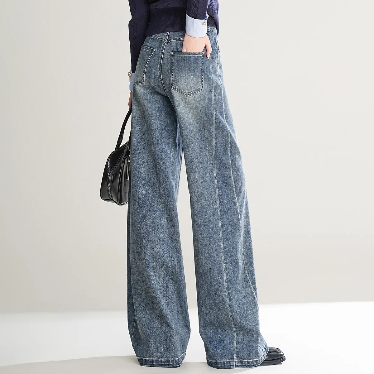 LOUIS YAO 2025 Spring Retro High Waist Straight Tube Pants Fashionable Casual Long Non Elastic Women's Pants Jeans