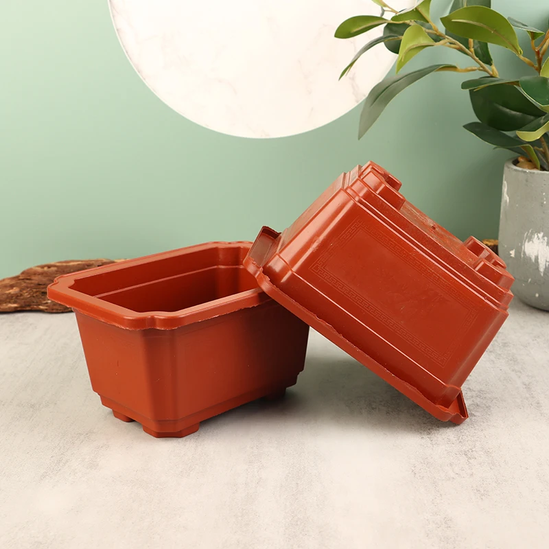 

5Pcs Flowerpot Rectangular Classical Indoor Plants Seedling Plastic Bonsai Home Office Cactus Pot Flower Pot Gardening Pot