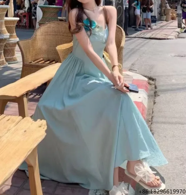 strapless-solid-color-elegant-embroidery-comfortable-breathable-knitted-long-dress