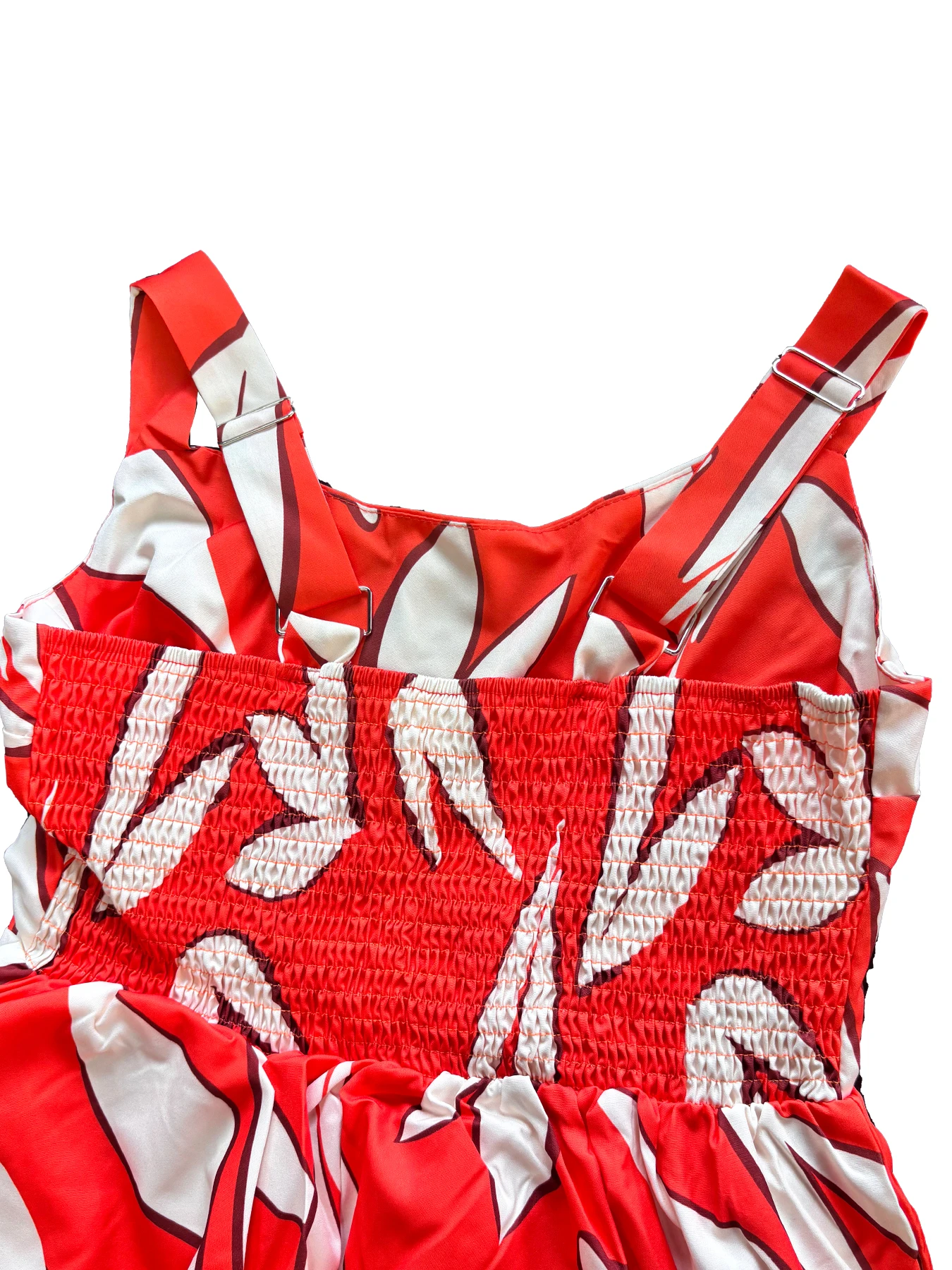 Women's Leaf Print Tank Dress, Boho Fashion Casual Ruffle Trim Long Dress for Beach Holiday Vacation, Ladies Summer Clothes