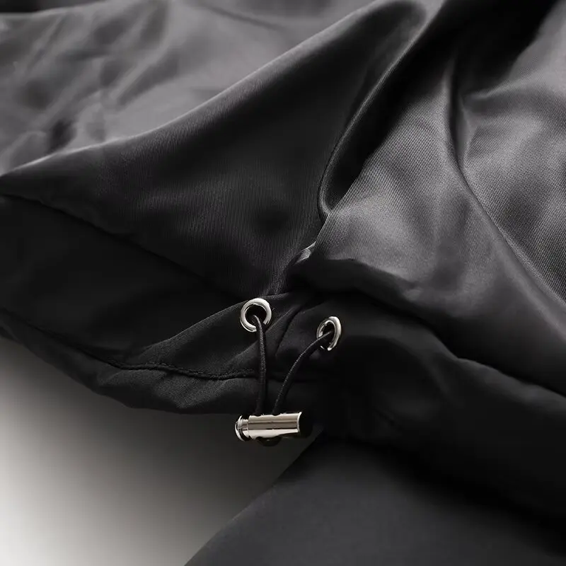 TRAFZA-Manteau Rembourré Noir pour Femme, Veste à Capuche Décontractée, Simple et Polyvalent, Nouvelle Mode Automne Hiver 2024