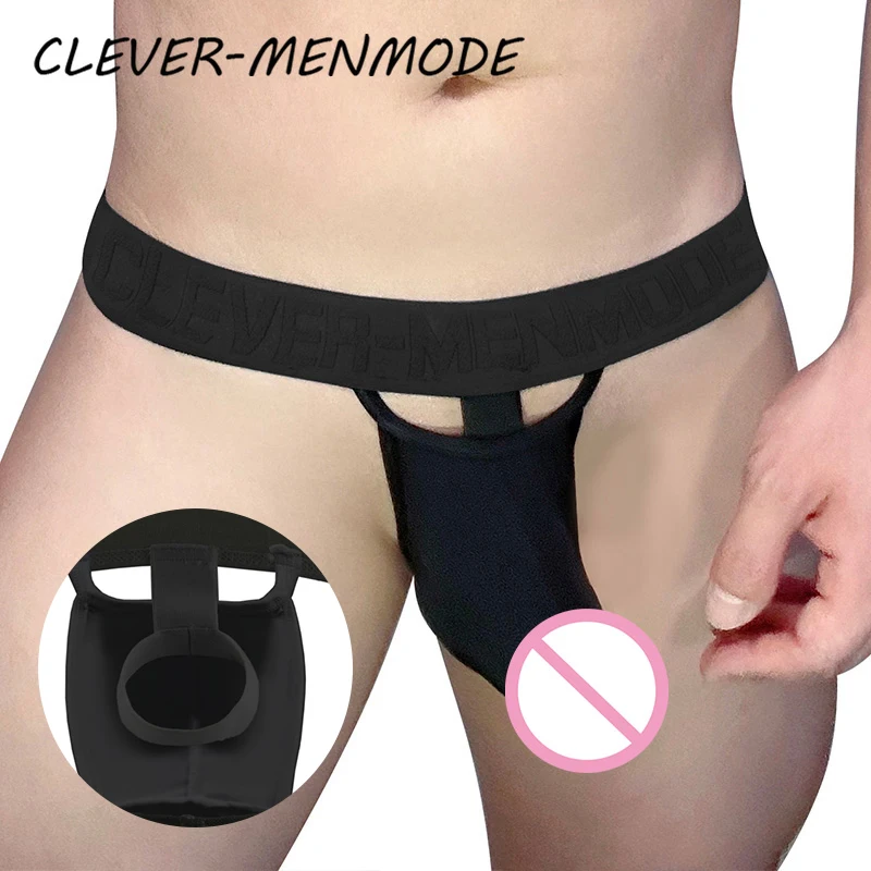 CLEVER-MENMODE Men\'s Sexy O-Ring Elephant Nose Briefs Ice Silk Men Ultra Thin Long Penis Mini Panties Miceo Openwork Lingerie