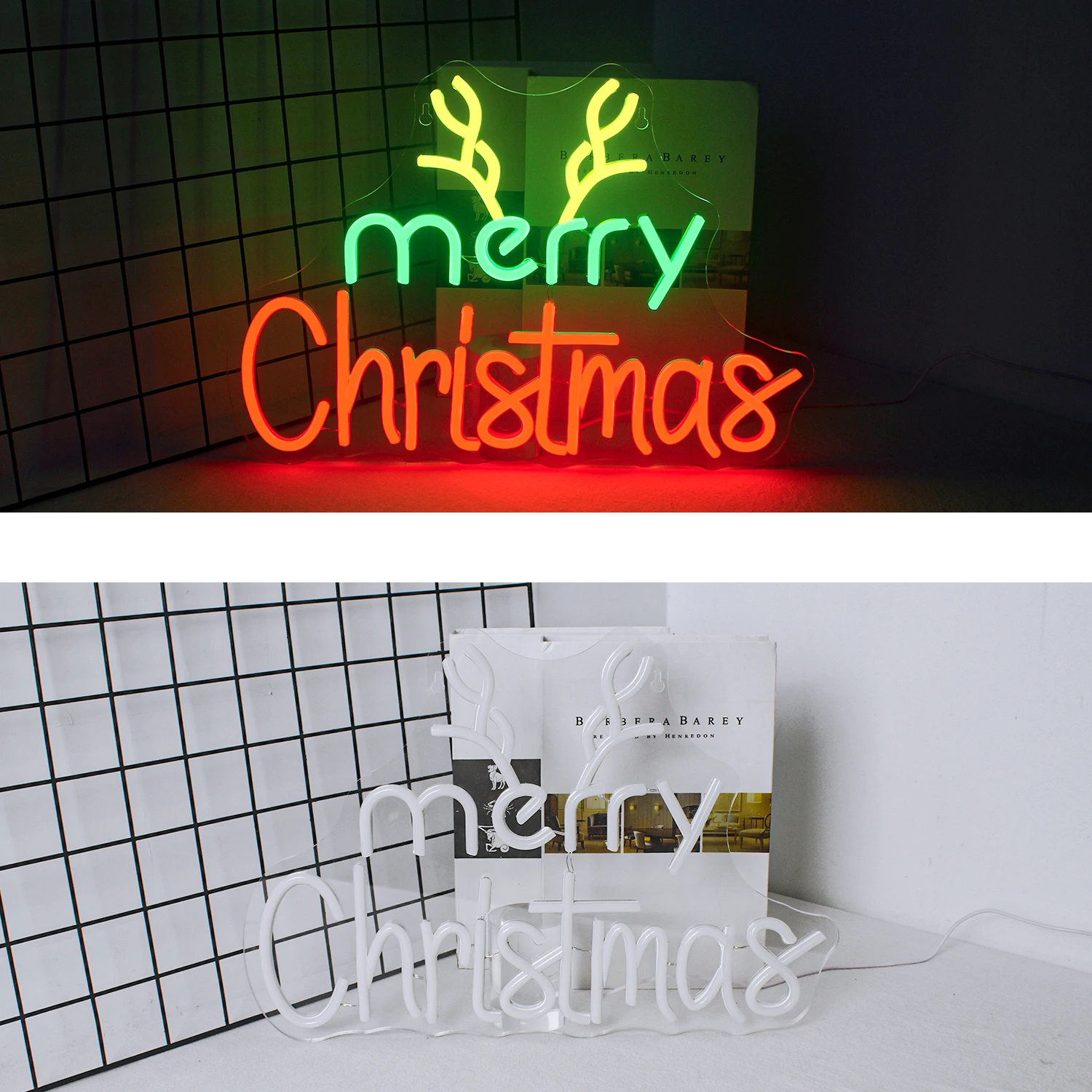 Imagem -05 - Merry Christmas Neon Sign Luzes Led Vermelho Verde Decoração Pequena Decoração de Sala Regulável Festival Home Party Lâmpada de Parede Sinais