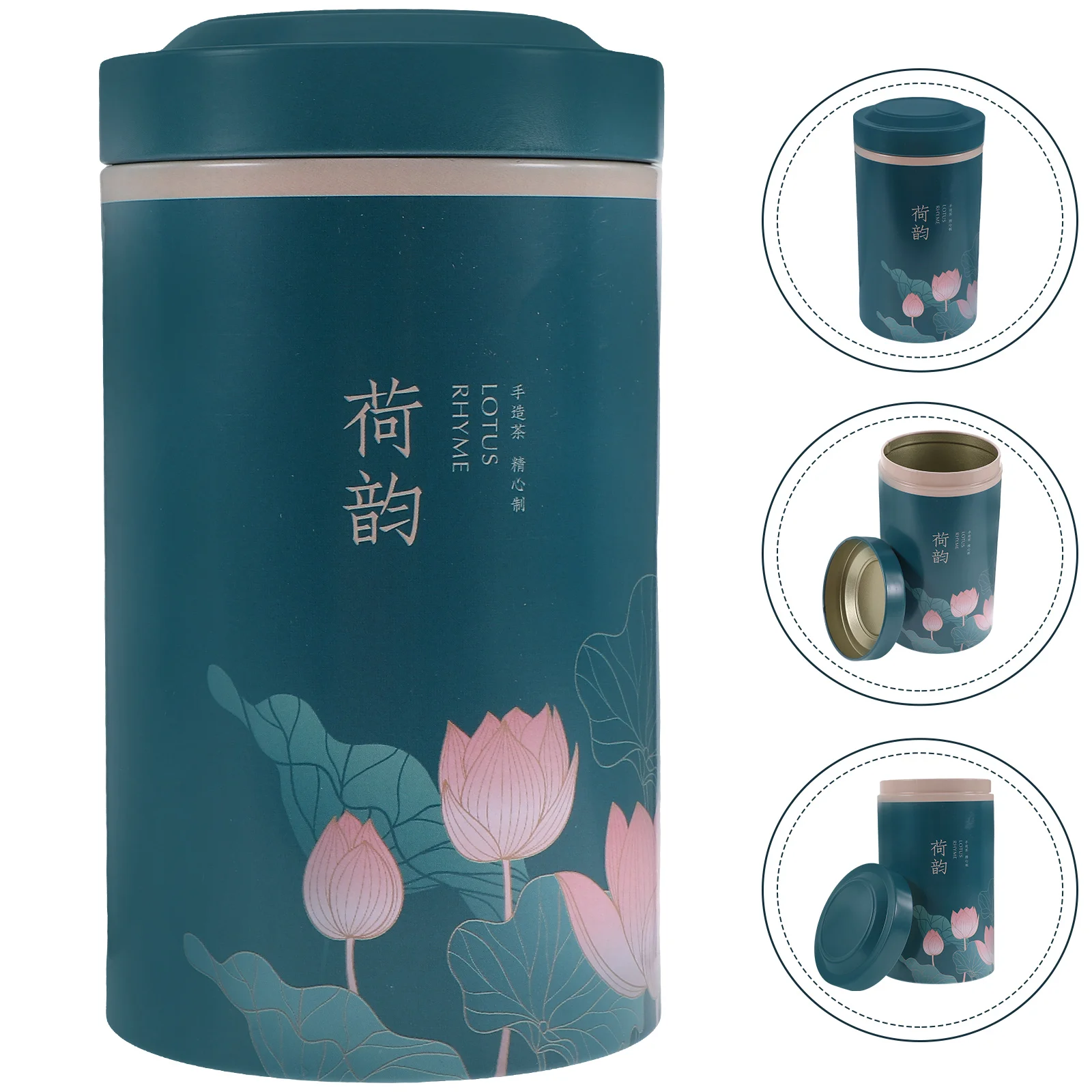 

Airtight Tea Container Sealed Tinplate Jar for Tea Leaves Coffee Beans Candy Storage Lotus Large Capacity