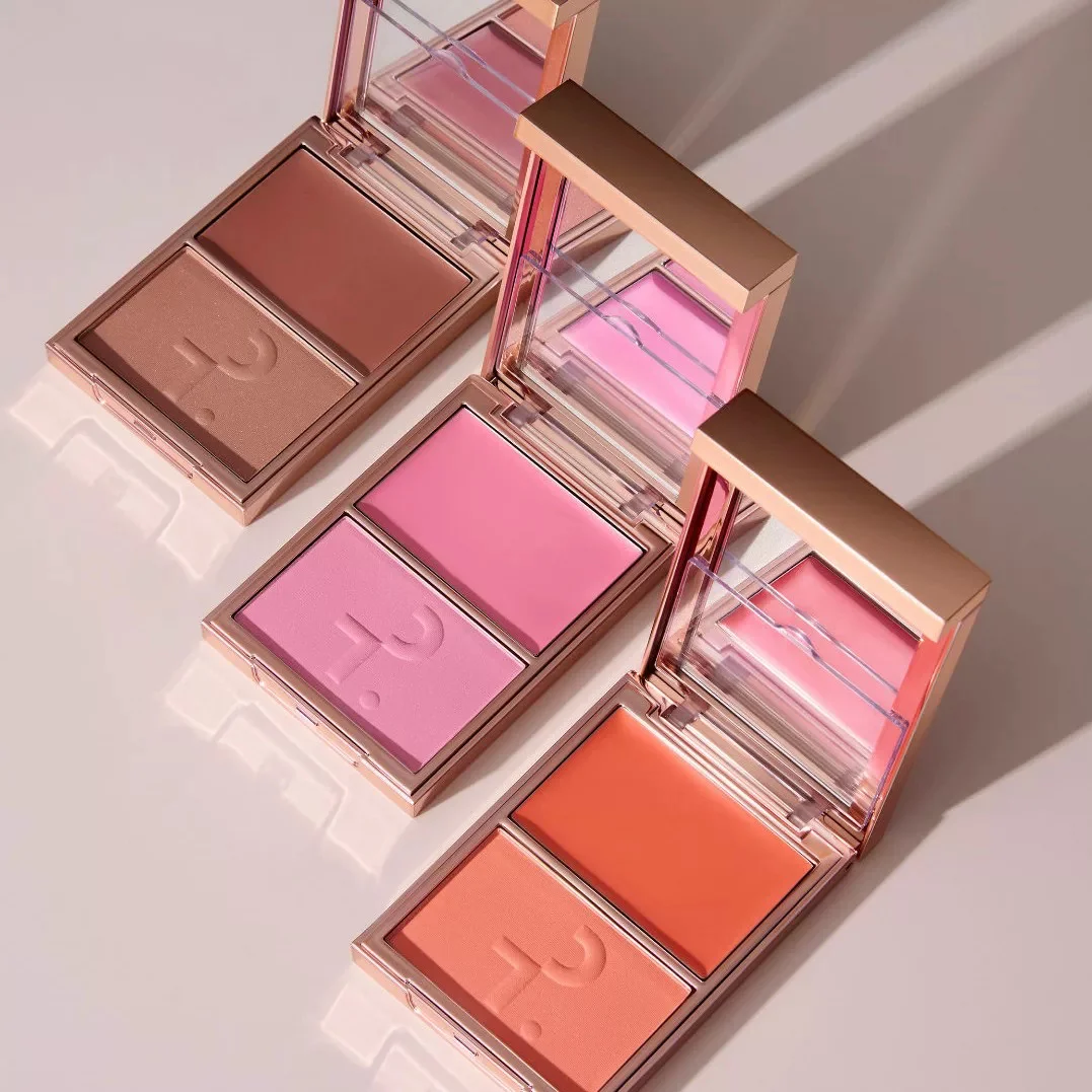 Brand Two-tone Natural Matte Cream Blush Shimmer Contour Blusher Blush Powder Longlasting Waterproof Face Blusher Cosmetics