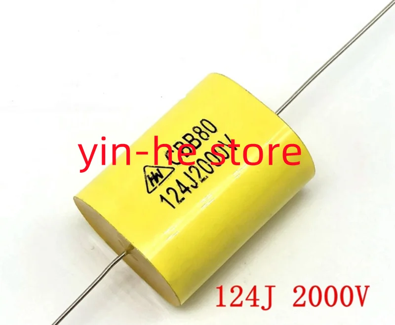 1PCS CBB80 124J2000V Axial through-core capacitor 0.12uF 2KV Ultrasonic special 120NF 2KV