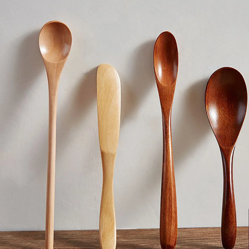 

3pcs Solid Wooden Spoons Multi-Size Coffee Stirring Honey Teaspoon Food-Grade Natural Wood Cutlery For Party Wedding