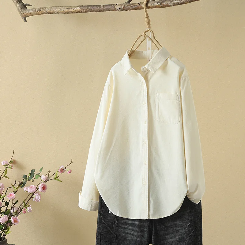 Women's Long-sleeved Spring and Autumn Loose Casual Fashion Corduroy Shirt