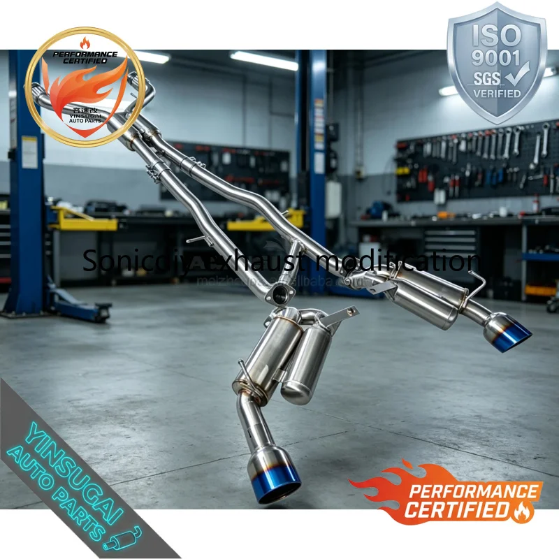 Оптовая продажа выхлопной системы Sonicdiy Cat Back для Nissan 400Z 3.0T 2022-2024 с синим наконечником, в стиле OEM, для повышения производительности