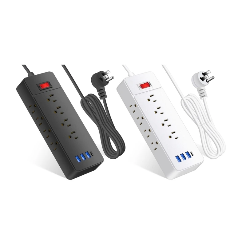 DXAB Durability Power Strips Flat Plugs 5.9ft Cord with USB/USB C Outlet Extender