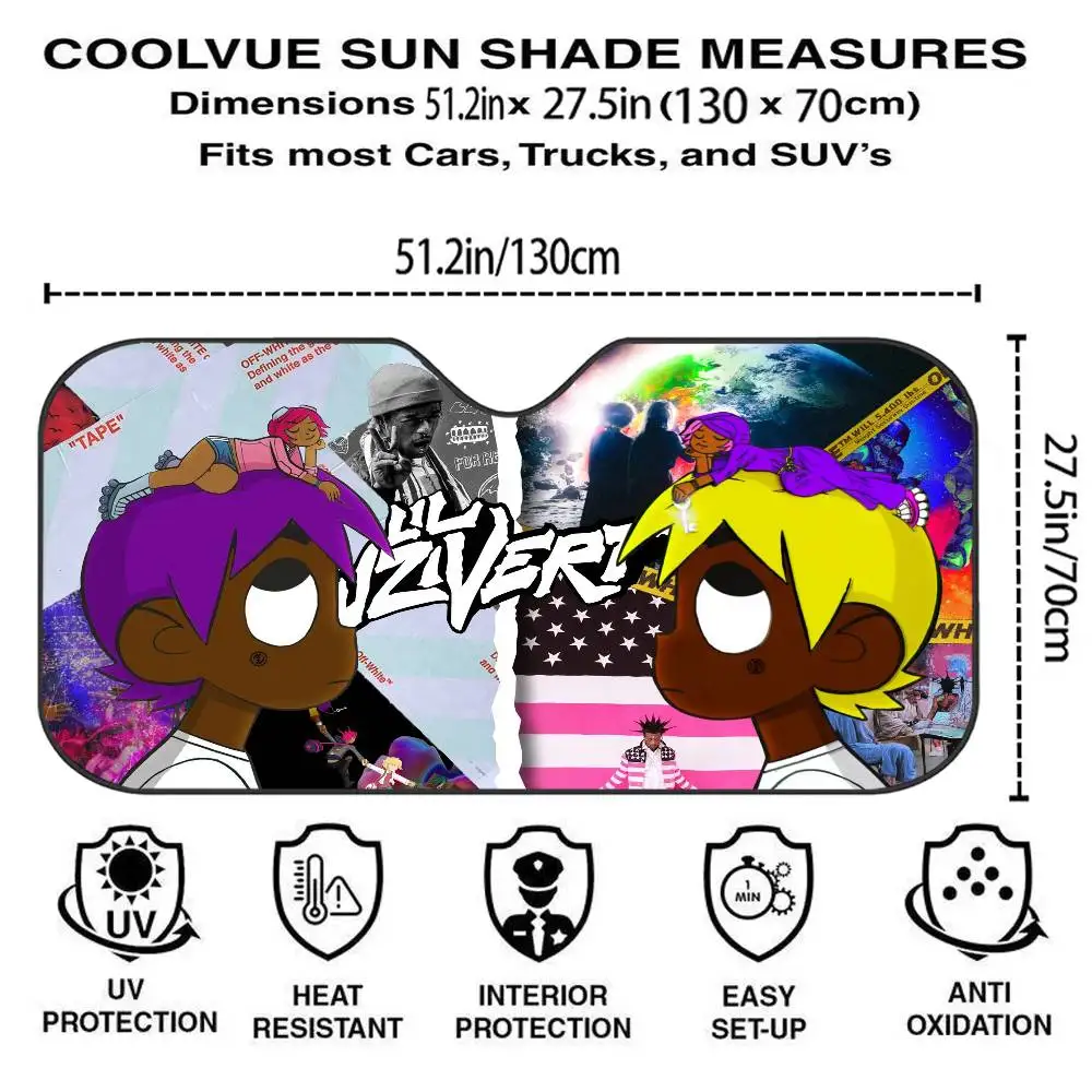L-Lil-Uzi-VertS سيارة ظلال الشمس غطاء المضادة للأشعة فوق البنفسجية حماية نافذة السيارة الشمسيات طوي الزجاج الأمامي ظلة الملحقات