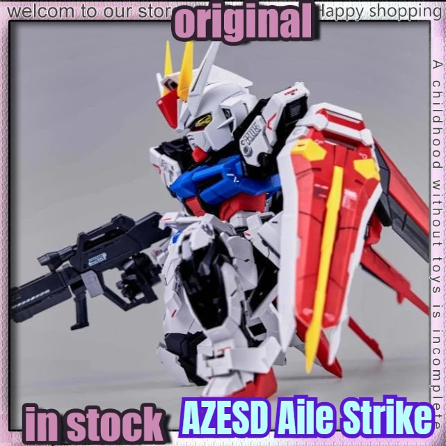 

【In Stock】1/144 AZESD Aile Strike Gundam White Ver. Assembly Model Kits GAT-X105 Q Style Anime Figure Plastic Robot Model Toys