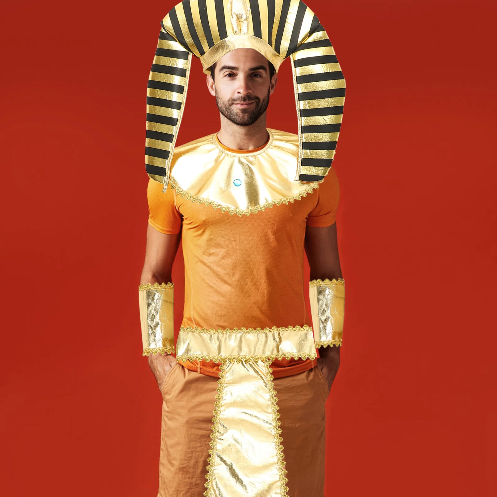 Halloween Egyptian Pharaoh Makeup Costume King Dress Props 4pcs Cosplay Supplies for Costumes Apparel Accessory Belt Adults